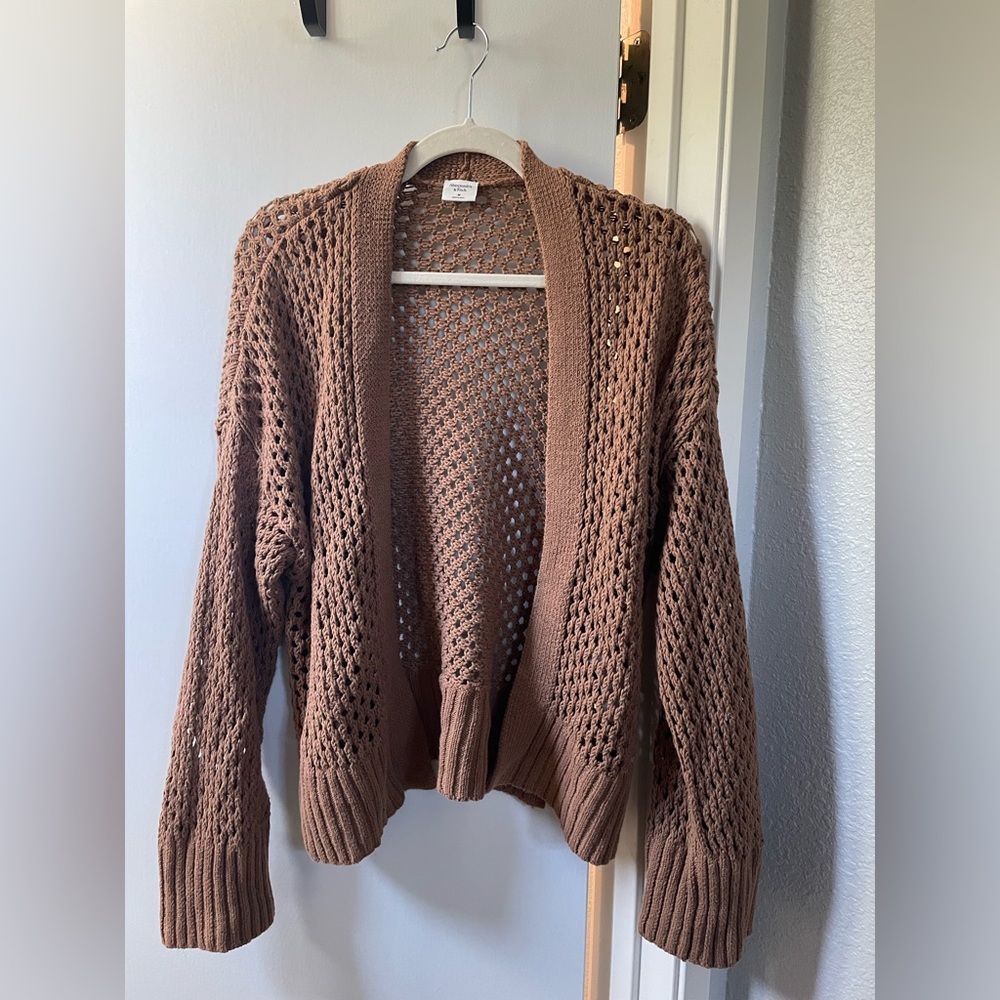 Abercrombie & Fitch Brown Open-Knit Cardigan